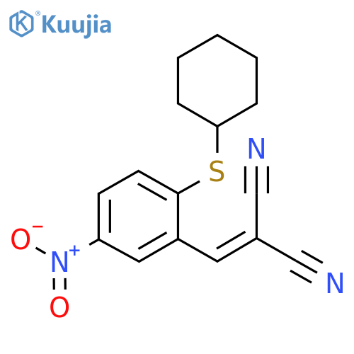 2-{[2-(cyclohexylsulfanyl)-5-nitrophenyl]methylidene}propanedinitrile structure