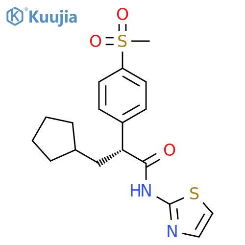 Benzeneacetamide, α-(cyclopentylmethyl)-4-(methylsulfonyl)-N-2-thiazolyl-, (αR)- structure