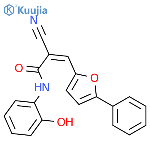 (2Z)-2-cyano-N-(2-hydroxyphenyl)-3-(5-phenylfuran-2-yl)prop-2-enamide structure