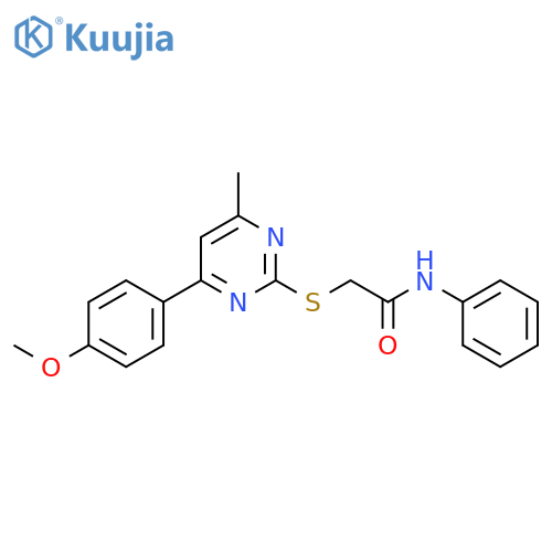 2-{4-(4-methoxyphenyl)-6-methylpyrimidin-2-ylsulfanyl}-N-phenylacetamide structure