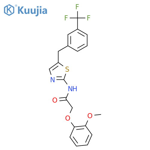 2-(2-methoxyphenoxy)-N-(5-{3-(trifluoromethyl)phenylmethyl}-1,3-thiazol-2-yl)acetamide structure