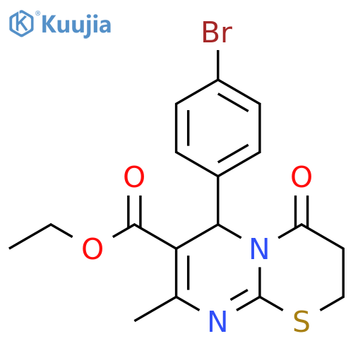 ethyl 6-(4-bromophenyl)-8-methyl-4-oxo-2H,3H,4H,6H-pyrimido2,1-b1,3thiazine-7-carboxylate structure