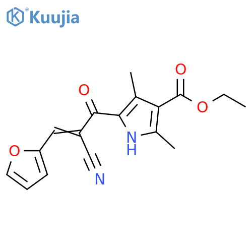 ethyl 5-(2Z)-2-cyano-2-(furan-2-yl)methylideneacetyl-2,4-dimethyl-1H-pyrrole-3-carboxylate structure