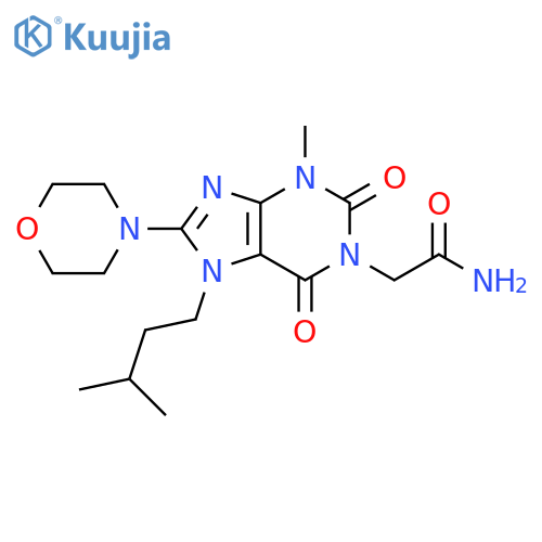 2-3-methyl-7-(3-methylbutyl)-8-(morpholin-4-yl)-2,6-dioxo-2,3,6,7-tetrahydro-1H-purin-1-ylacetamide structure