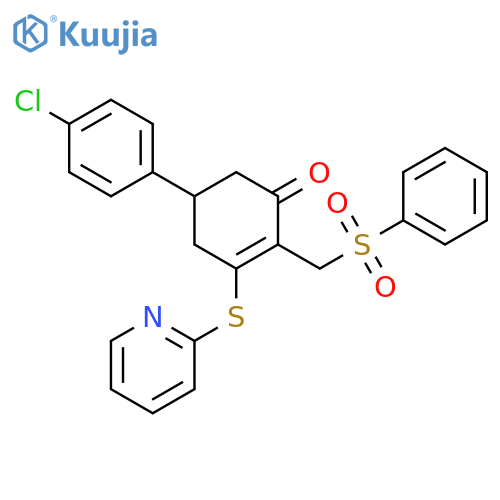 5-(4-CHLOROPHENYL)-2-[(PHENYLSULFONYL)METHYL]-3-(2-PYRIDINYLSULFANYL)-2-CYCLOHEXEN-1-ONE structure