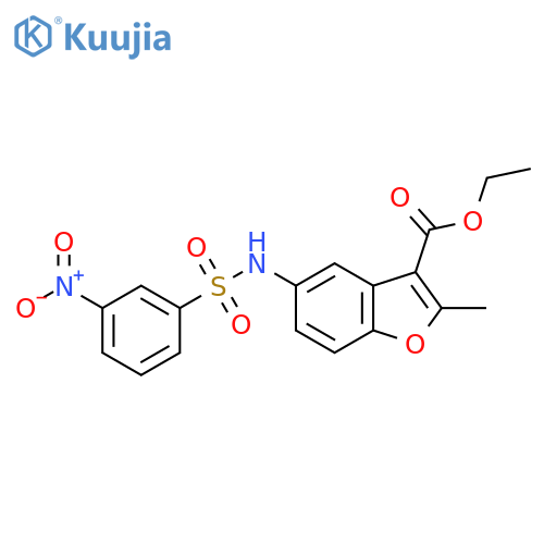 ethyl 2-methyl-5-(3-nitrobenzenesulfonamido)-1-benzofuran-3-carboxylate structure
