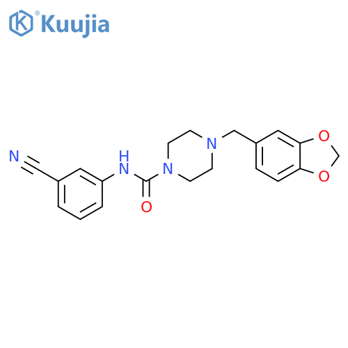 4-(2H-1,3-Benzodioxol-5-ylmethyl)-N-(3-cyanophenyl)piperazine-1-carboxamide structure