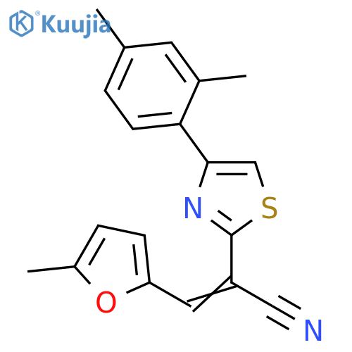 (2Z)-2-4-(2,4-dimethylphenyl)-1,3-thiazol-2-yl-3-(5-methylfuran-2-yl)prop-2-enenitrile structure