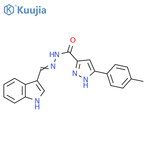 N'-(1E)-(1H-indol-3-yl)methylidene-3-(4-methylphenyl)-1H-pyrazole-5-carbohydrazide structure