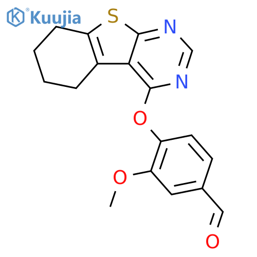 3-Methoxy-4-(5,6,7,8-tetrahydro[1]benzothieno[2,3-d]pyrimidin-4-yloxy)benzaldehyde structure