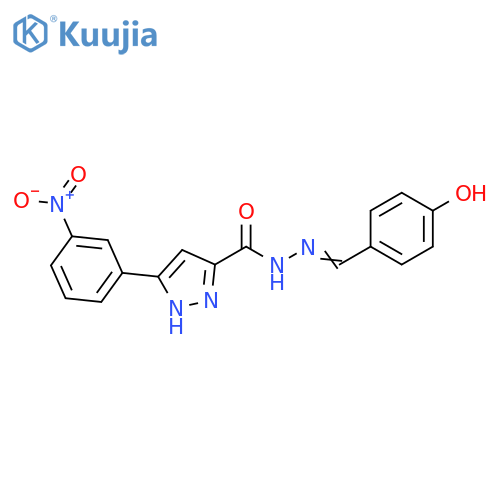 N'-(1E)-(4-hydroxyphenyl)methylidene-3-(3-nitrophenyl)-1H-pyrazole-5-carbohydrazide structure