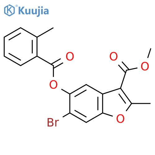 methyl 6-bromo-2-methyl-5-(2-methylbenzoyloxy)-1-benzofuran-3-carboxylate structure