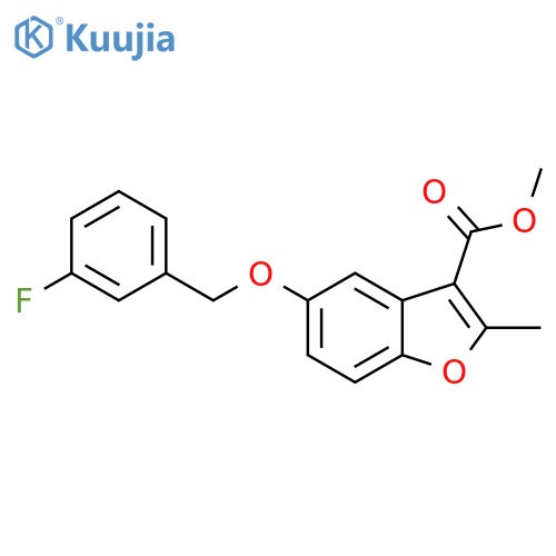 methyl 5-(3-fluorophenyl)methoxy-2-methyl-1-benzofuran-3-carboxylate structure