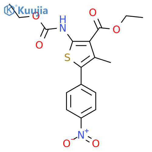 Ethyl 2-((ethoxycarbonyl)amino)-4-methyl-5-(4-nitrophenyl)thiophene-3-carboxylate structure