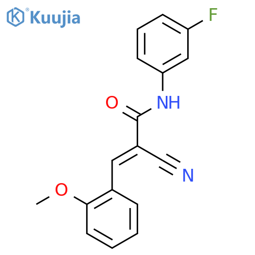 (2E)-2-cyano-N-(3-fluorophenyl)-3-(2-methoxyphenyl)prop-2-enamide structure