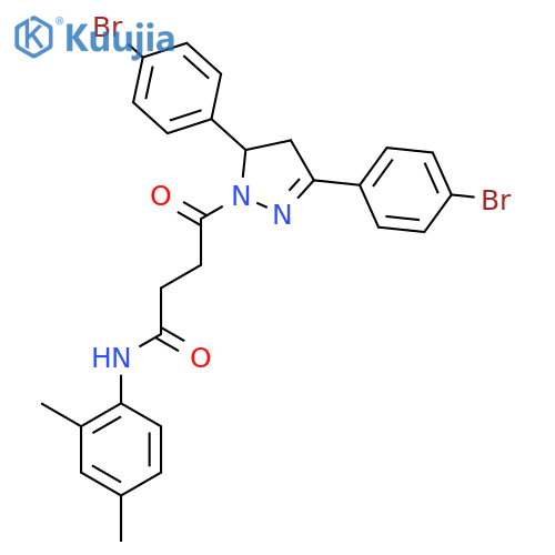 4-[3,5-bis(4-bromophenyl)-4,5-dihydro-1H-pyrazol-1-yl]-N-(2,4-dimethylphenyl)-4-oxobutanamide structure