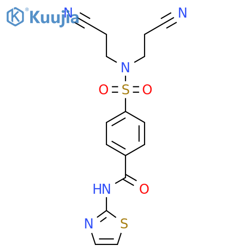 4-bis(2-cyanoethyl)sulfamoyl-N-(1,3-thiazol-2-yl)benzamide structure