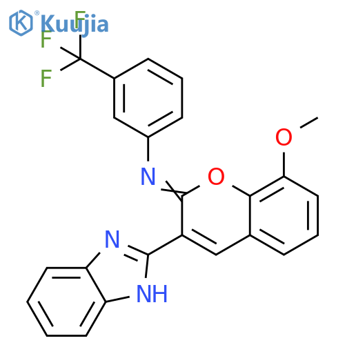 (2Z)-3-(1H-1,3-benzodiazol-2-yl)-8-methoxy-N-3-(trifluoromethyl)phenyl-2H-chromen-2-imine structure