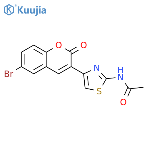 N-[4-(6-bromo-2-oxo-2H-chromen-3-yl)-1,3-thiazol-2-yl]acetamide structure