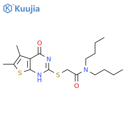 N,N-dibutyl-2-({5,6-dimethyl-4-oxo-3H,4H-thieno2,3-dpyrimidin-2-yl}sulfanyl)acetamide structure