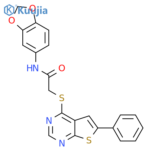 N-(2H-1,3-benzodioxol-5-yl)-2-({6-phenylthieno2,3-dpyrimidin-4-yl}sulfanyl)acetamide structure