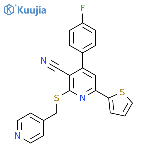 4-(4-Fluorophenyl)-2-{[(pyridin-4-yl)methyl]sulfanyl}-6-(thiophen-2-yl)pyridine-3-carbonitrile structure