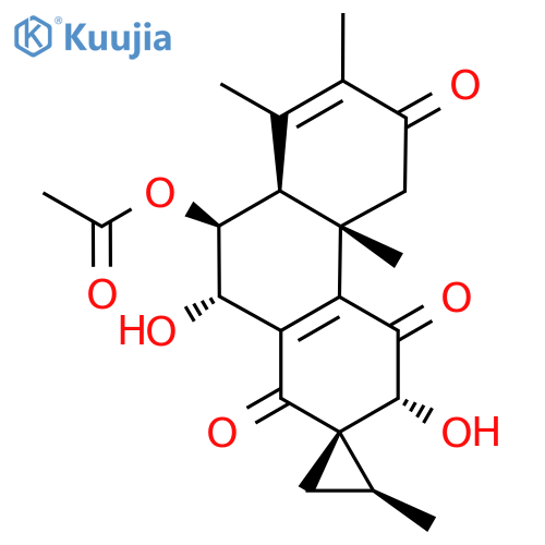 [1S,2S,(+)]-9'α-Acetyloxy-4'b,8'aβ,9',10'-tetrahydro-3'β,10'β-dihydroxy-2,4'bα,7',8'-tetramethylspiro[cyclopropane-1,2'(1'H)-phenanthrene]-1',4',6'(3'H,5'H)-trione structure