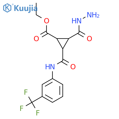 Ethyl 2-(hydrazinocarbonyl)-3-{[3-(trifluoromethyl)anilino]carbonyl}cyclopropanecarboxylate structure