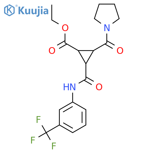 Ethyl 2-(1-pyrrolidinylcarbonyl)-3-{[3-(trifluoromethyl)anilino]carbonyl}cyclopropanecarboxylate structure