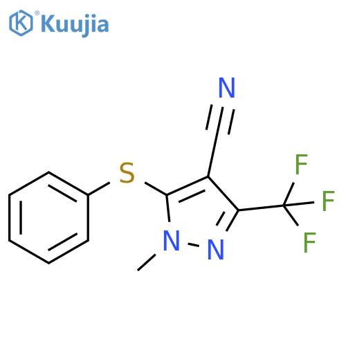 1H-Pyrazole-4-carbonitrile, 1-methyl-5-(phenylthio)-3-(trifluoromethyl)- structure