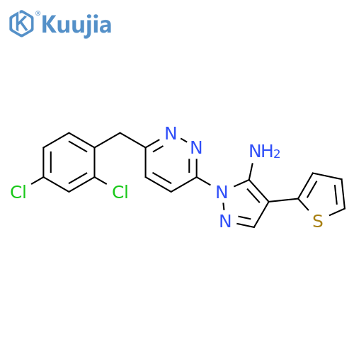 1-[6-(2,4-DICHLOROBENZYL)-3-PYRIDAZINYL]-4-(2-THIENYL)-1H-PYRAZOL-5-AMINE structure