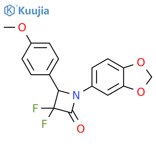 1-(1,3-Benzodioxol-5-yl)-3,3-difluoro-4-(4-methoxyphenyl)-2-azetidinone structure