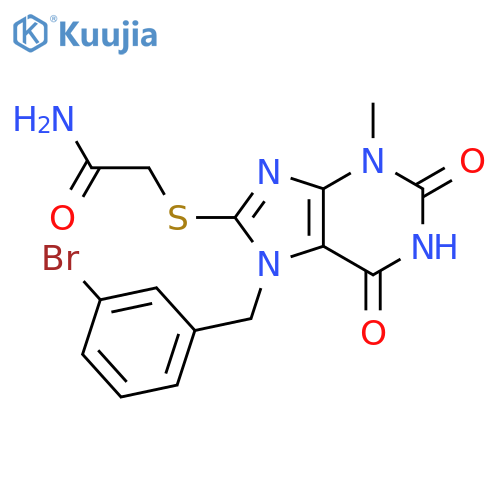 Acetamide, 2-[[7-[(3-bromophenyl)methyl]-2,3,6,7-tetrahydro-3-methyl-2,6-dioxo-1H-purin-8-yl]thio]- structure