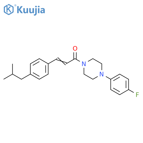 1-(4-fluorophenyl)-4-[3-(4-isobutylphenyl)acryloyl]piperazine structure
