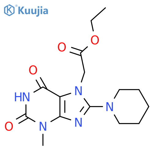 ethyl 2-3-methyl-2,6-dioxo-8-(piperidin-1-yl)-2,3,6,7-tetrahydro-1H-purin-7-ylacetate structure