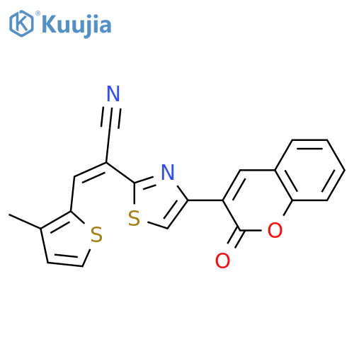 (2Z)-3-(3-methylthiophen-2-yl)-2-4-(2-oxo-2H-chromen-3-yl)-1,3-thiazol-2-ylprop-2-enenitrile structure