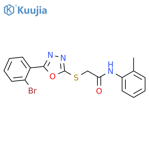 2-[5-(2-Bromo-phenyl)-[1,3,4]oxadiazol-2-ylsulfanyl]-N-o-tolyl-acetamide structure
