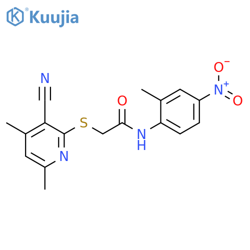 <br>2-(3-Cyano-4,6-dimethyl-pyridin-2-ylsulfanyl)-N-(2-methyl-4-nitro-phenyl)-a cetamide structure