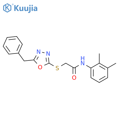 <br>2-(5-Benzyl-[1,3,4]oxadiazol-2-ylsulfanyl)-N-(2,3-dimethyl-phenyl)-acetamid e structure
