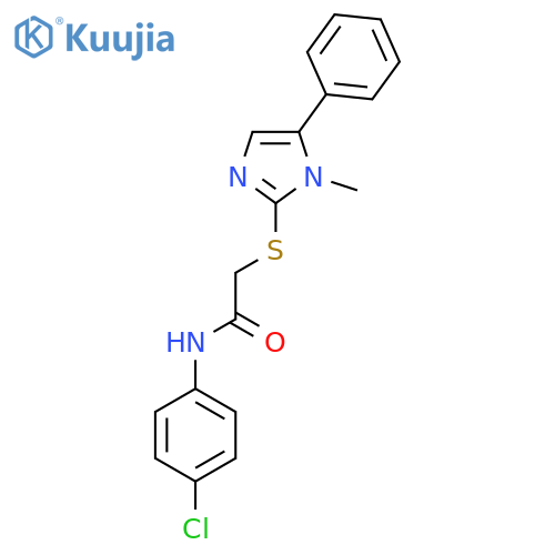 N-(4-chlorophenyl)-2-(1-methyl-5-phenyl-1H-imidazol-2-yl)sulfanylacetamide structure