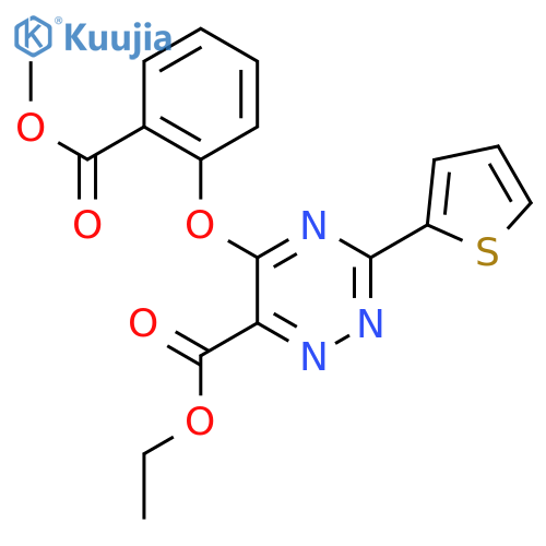 Ethyl 5-[2-(methoxycarbonyl)phenoxy]-3-(2-thienyl)-1,2,4-triazine-6-carboxylate structure