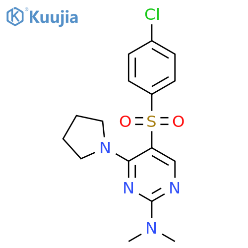 N-[5-[(4-chlorophenyl)sulfonyl]-4-(1-pyrrolidinyl)-2-pyrimidinyl]-N,N-dimethylamine structure