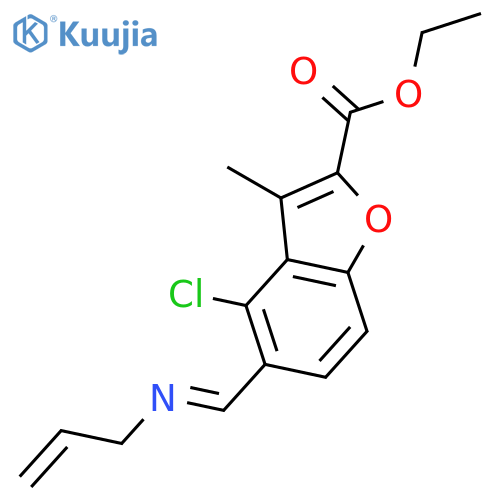 (E)-ethyl 5-((allylimino)methyl)-4-chloro-3-methylbenzofuran-2-carboxylate structure