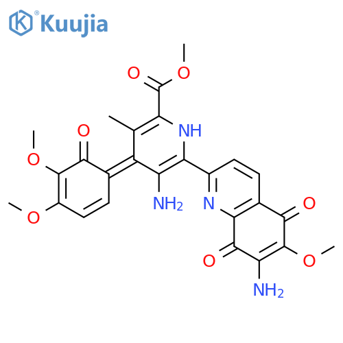 Methyl (4z)-5-amino-6-(7-amino-6-methoxy-5,8-dioxoquinolin-2-yl)-4-(4,5-dimethoxy-6-oxocyclohexa-2,4-dien-1-ylidene)-3-methyl-1h-pyridine-2-carboxylate structure