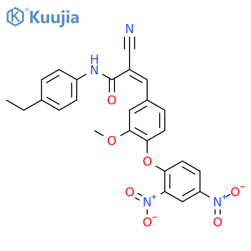 (2Z)-2-cyano-3-[4-(2,4-dinitrophenoxy)-3-methoxyphenyl]-N-(4-ethylphenyl)prop-2-enamide structure
