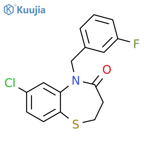 7-Chloro-5-[(3-fluorophenyl)methyl]-2,3,4,5-tetrahydro-1,5-benzothiazepin-4-one structure