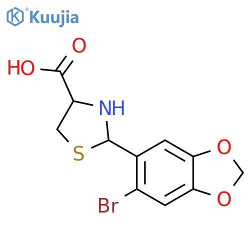 2-(6-Bromo-1,3-benzodioxol-5-yl)-1,3-thiazolidine-4-carboxylic acid structure