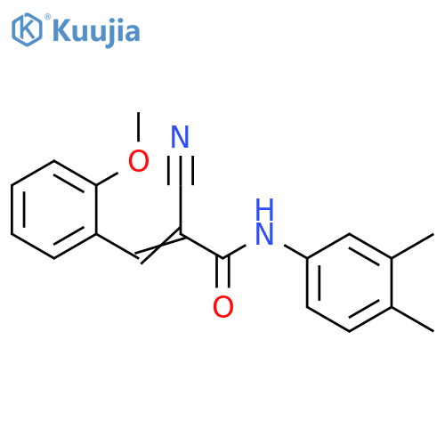 (2E)-2-cyano-N-(3,4-dimethylphenyl)-3-(2-methoxyphenyl)prop-2-enamide structure