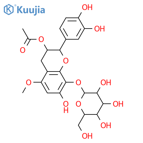 3,3',4',5,7,8-Hexahydroxyflavan; (2R,3R)-form, 5-Me ether, 3-Ac, 8-O-β-D-glucopyranoside structure