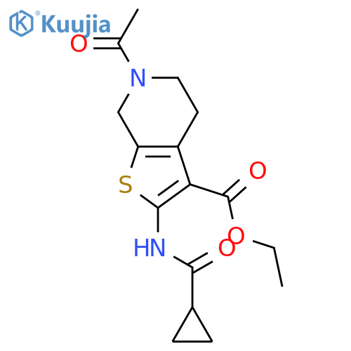 ethyl 6-acetyl-2-cyclopropaneamido-4H,5H,6H,7H-thieno2,3-cpyridine-3-carboxylate structure